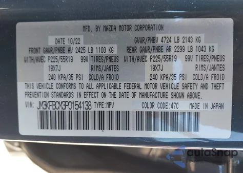 2023 Mazda Cx-5 2.5 S Carbon Edition z USA, uszkodzony, nr VIN JM3KFBCM3P0154138